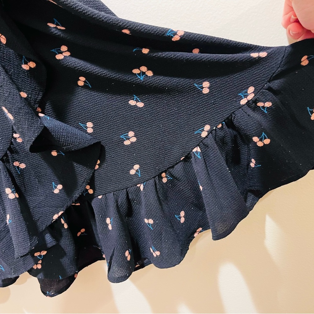 Black Cherry Pattern Wrap Dress Size Large - image 1